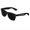 Black Retro Tinted Lens Sunglasses - Full-Color Arm Printed